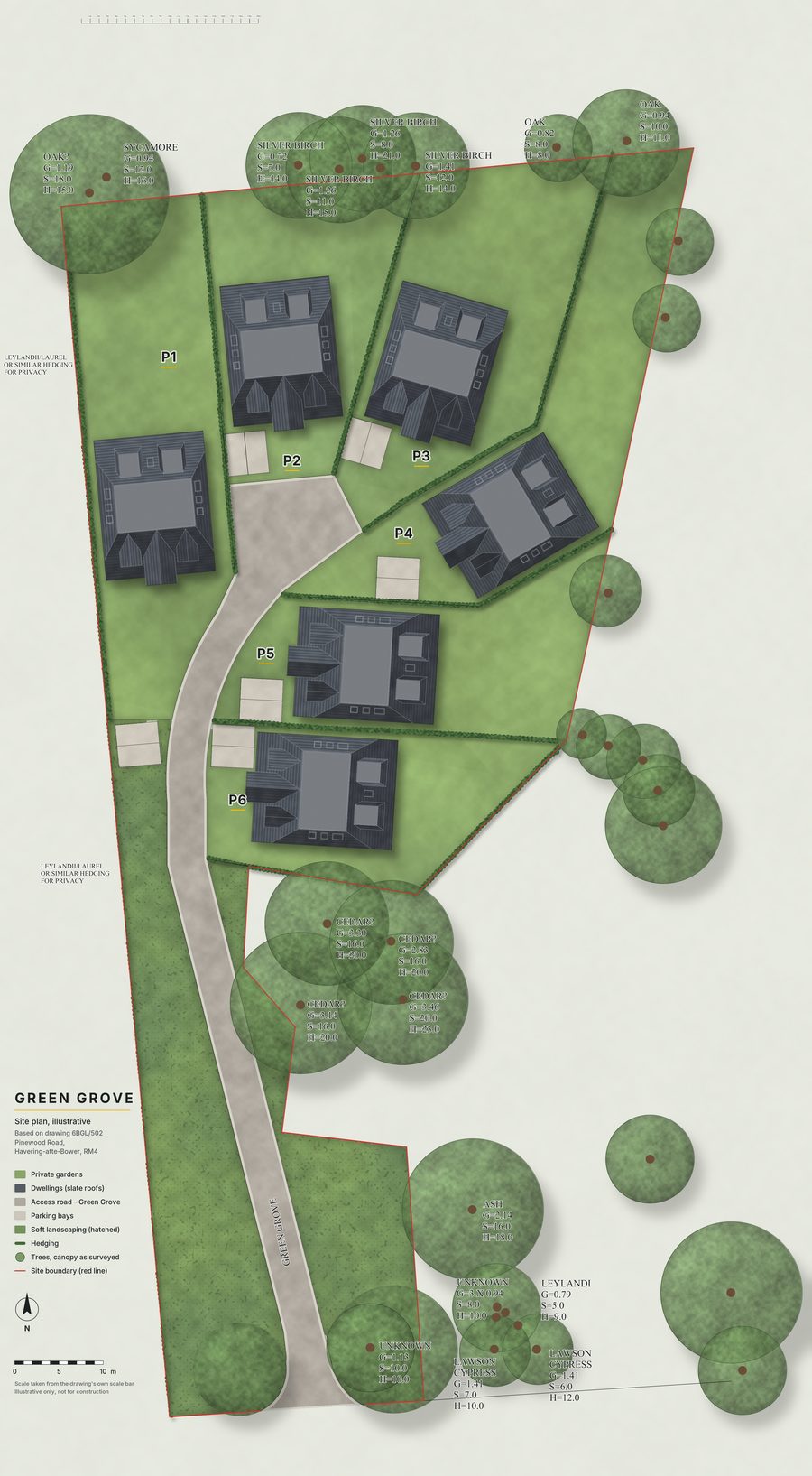 Redrawn aerial-style masterplan of Green Grove
