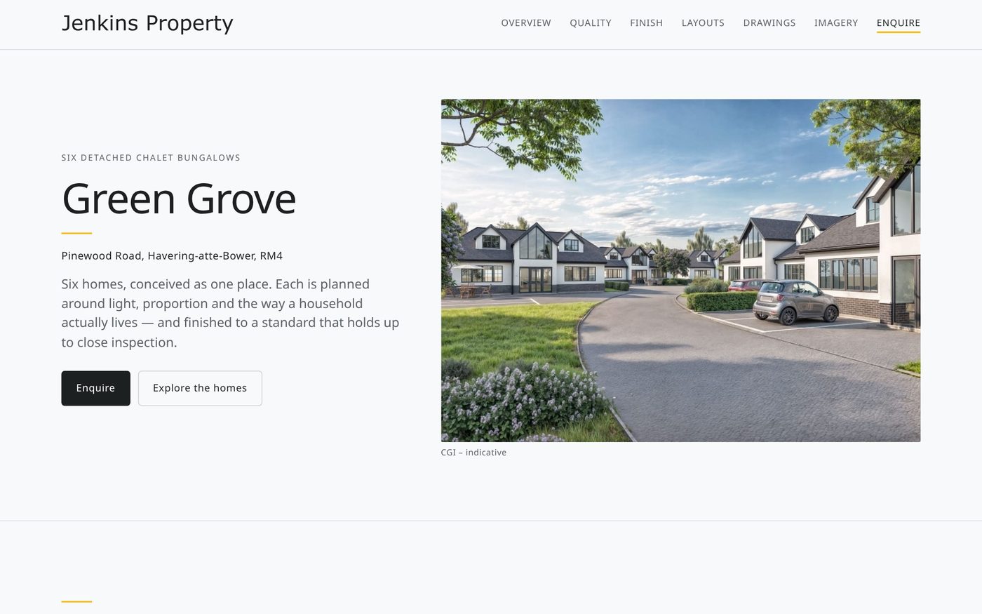 Green Grove website, homepage, desktop