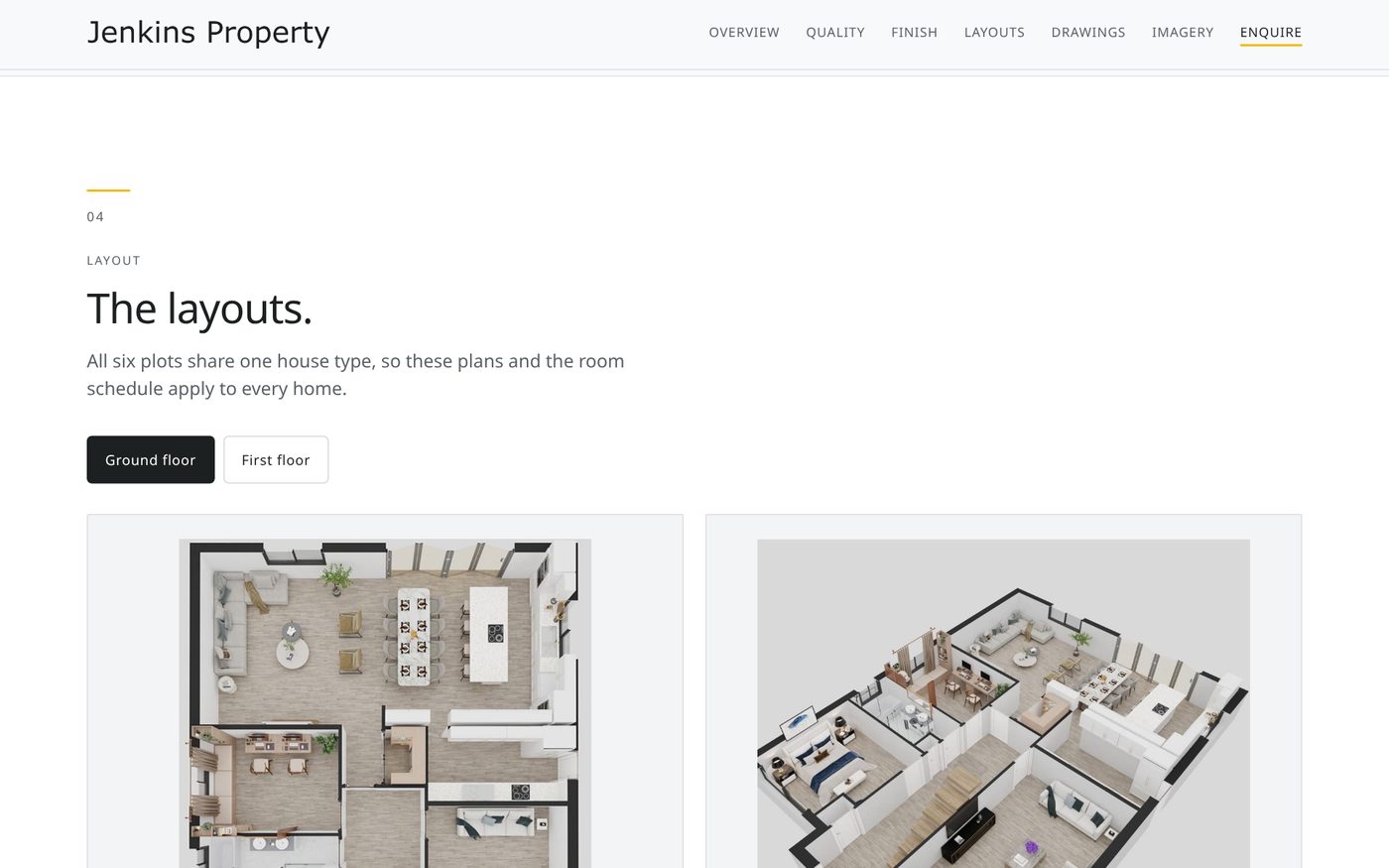 Green Grove website, layouts and room schedule, desktop