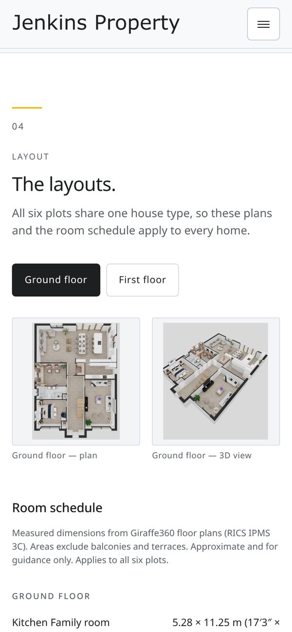 Green Grove website, layouts and room schedule, mobile